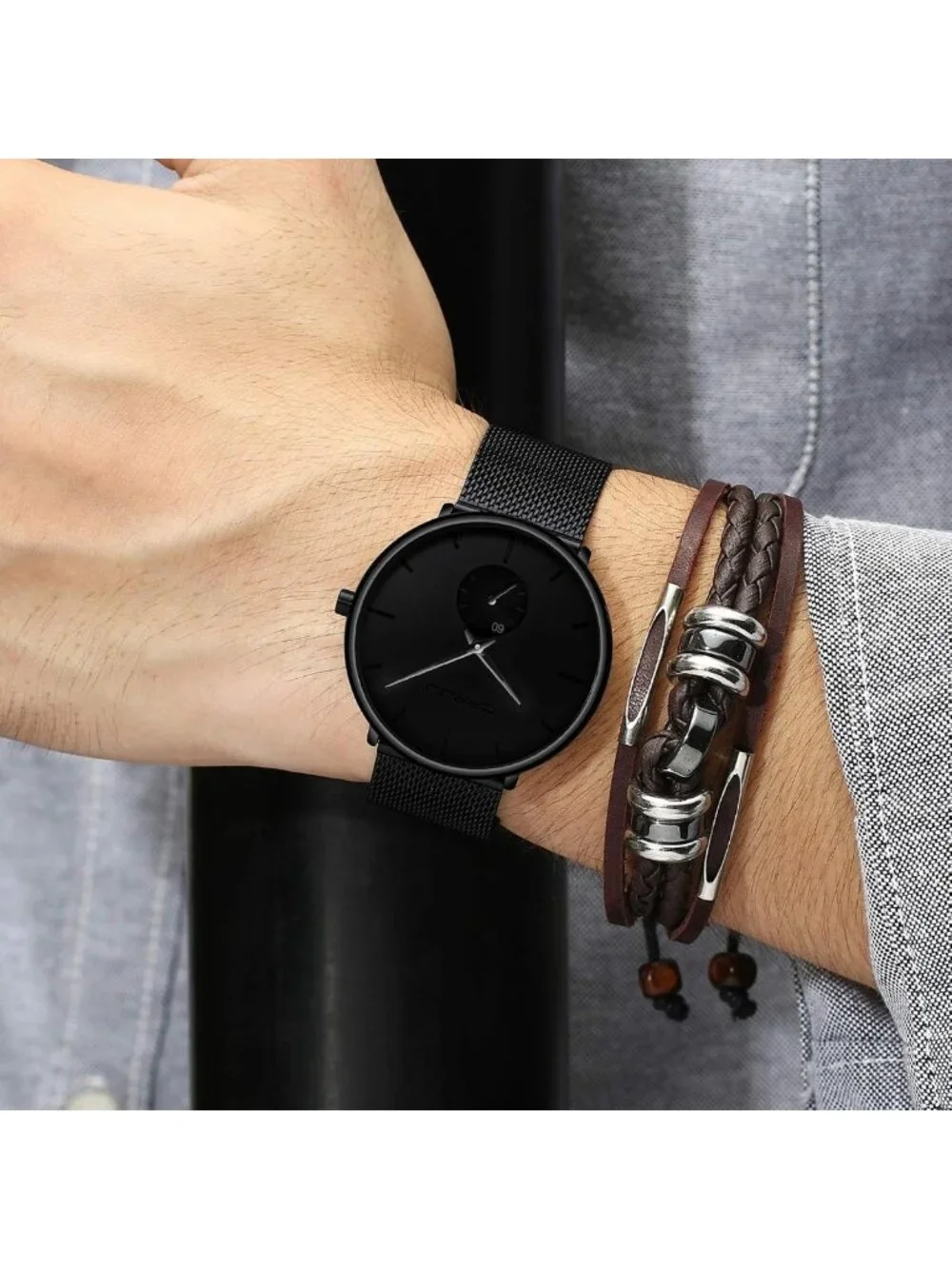 Ultra-Thin Minimalist Waterproof Men's Watch - Stylish Unisex Dress Timepiece